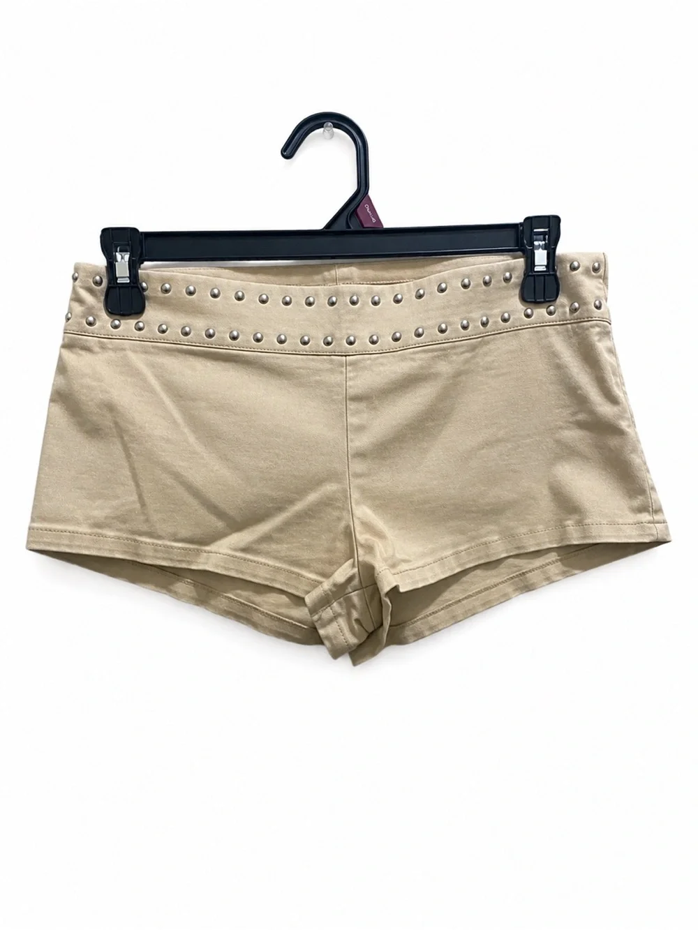 Studded Suede High-Waist Women’s Shorts - Beige